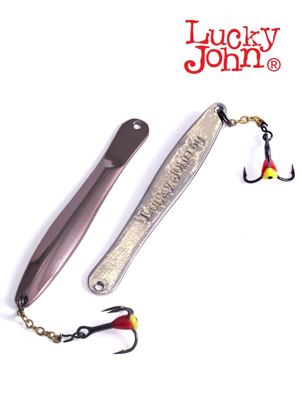 Блесна вертикальная зимняя Lucky John WALLE с цепочкой и тройником 50мм TIGER блистер