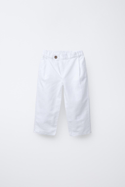 ZARA БРЮКИ ПРЯМОГО КРОЯ, БЕЛЫЙ