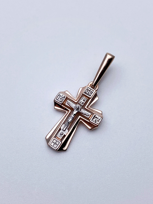 Крест из серебра/Позолота,Родий/С подвижным ухом