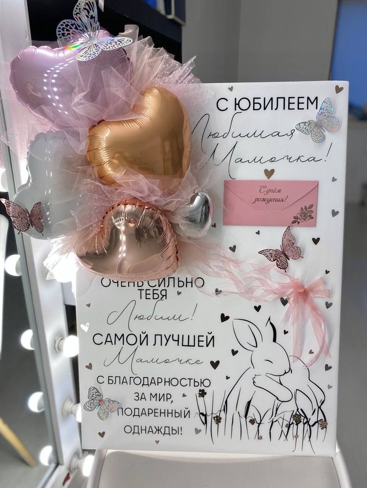 Панно- открытка с шарами на день рождения №3190