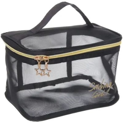 Косметичка прямоугольная «ЭЙФОРИЯ», цвет черный, 21*12*13см