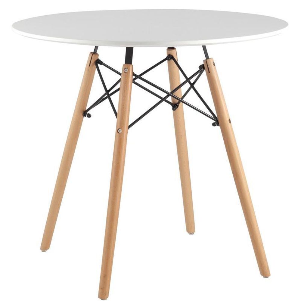 Стол обеденный Eames DSW (круглый, белый/светлый дуб, d800х720 мм)