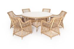 "Эспрессо-150 L" обеденная группа плетеная, цвет соломенный