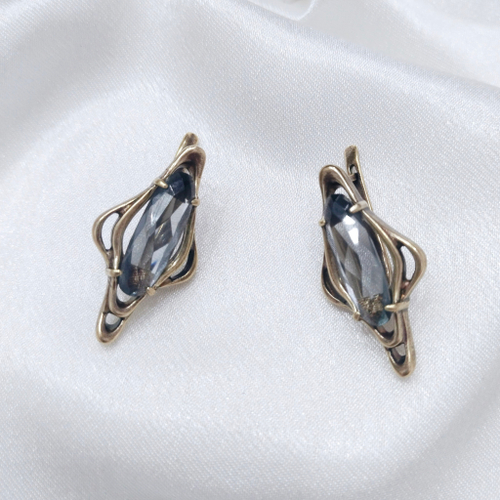 "Эдвард" серьги в бронзовом покрытии из коллекции "Модерн" от Jenavi  с английским замком