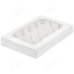 Коробка для конфет с вклеенным окном 255*165*35 мм (15) (белая), 50шт