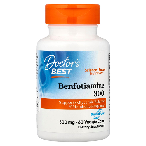 Doctor's Best, бенфотиамин 300, 300 мг, 60 растительных капсул