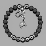 Стильный мужской браслет из натурального гематита, шунгита и гипоаллергенного сплава металлов "Rico La Cara" AMX003208