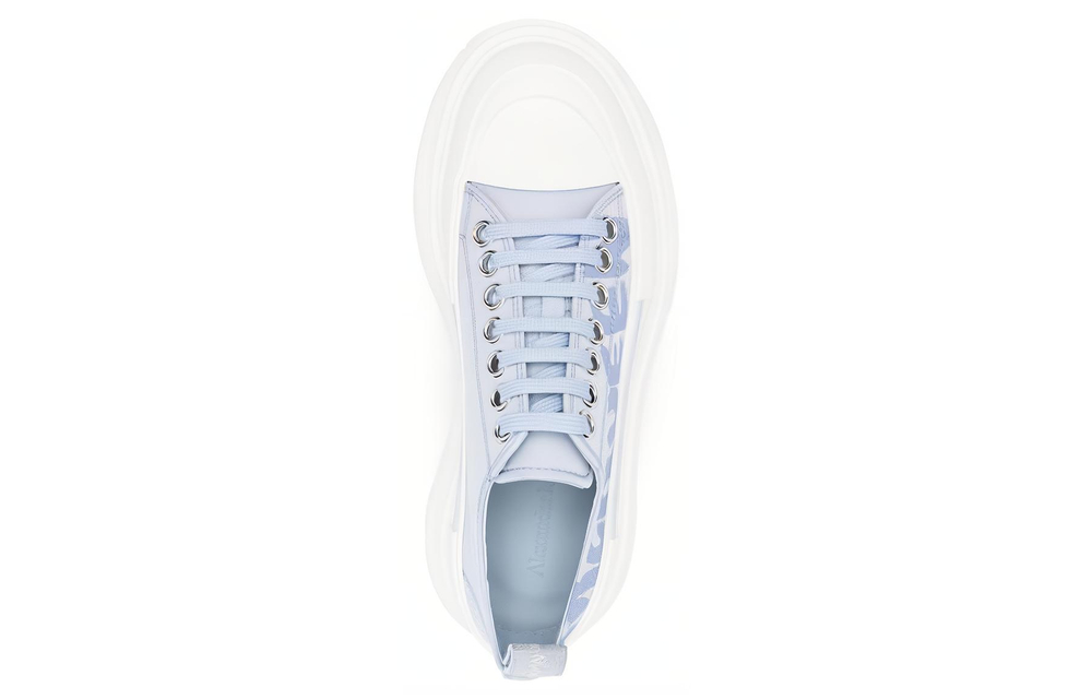Alexander McQueen Tread Slick Low Lace Up Graffiti Shoes "Blue White" Women"s