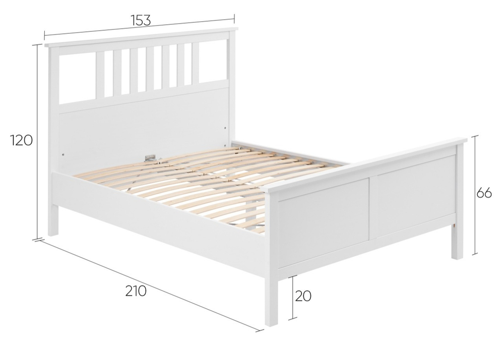 Двуспальная кровать, КЫМОР (HEMNES), 140х200 см, белый