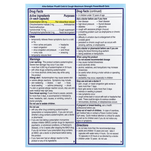 Alka-Seltzer Plus, Гели от простуды и кашля PowerMax, максимальная эффективность, 24 жидких геля