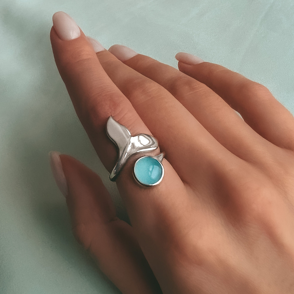Кольцо Кит с бирюзовым халцедоном