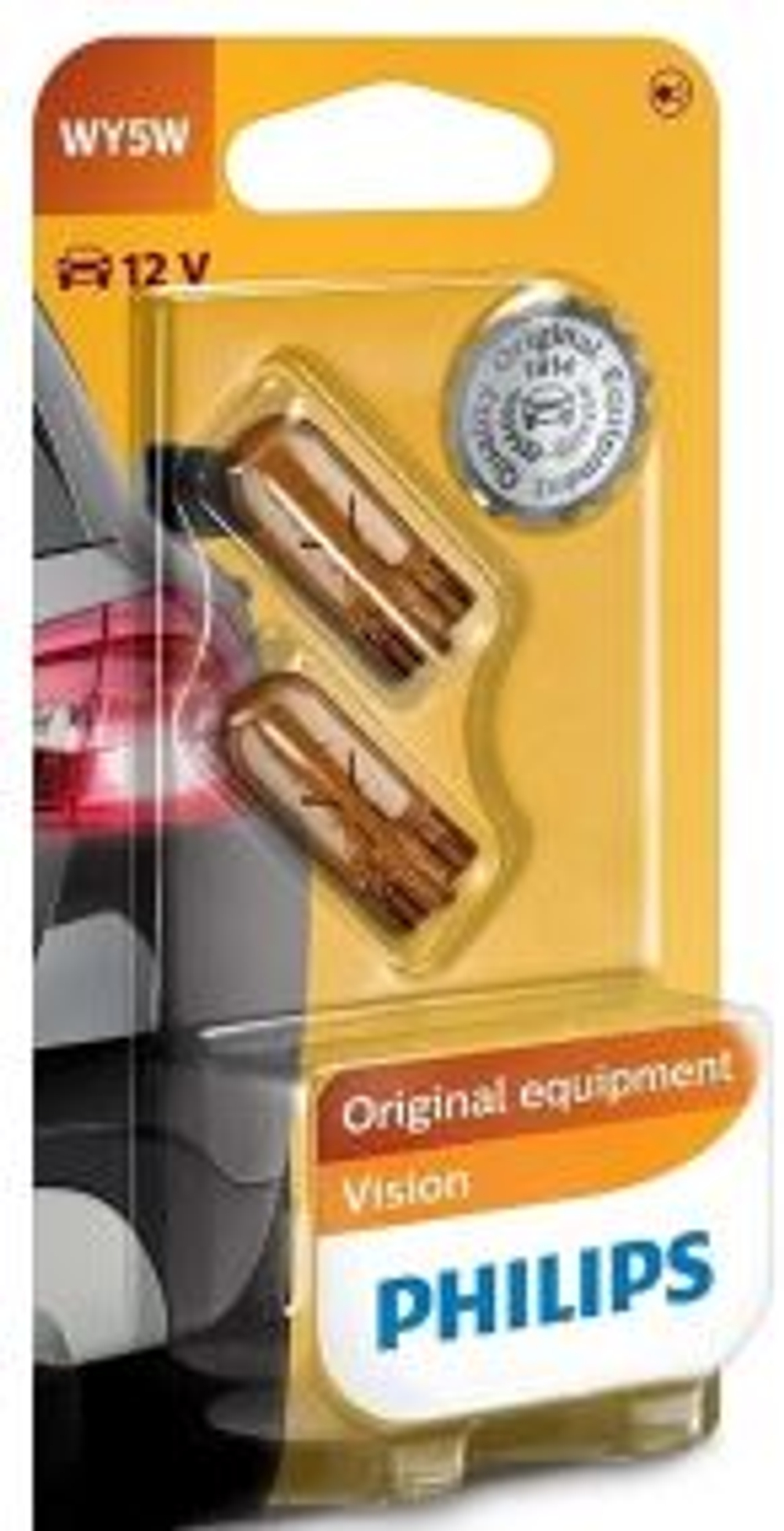 Автолампа  WY 12-W 5W (без цок) (W2,1x9,5d) ORANGE Philips (бл2шт) #12396NAB2 ORIGINAL