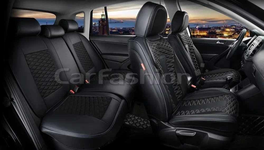 Чехлы на сидения CarFashion каркас 5D«MERCURY PLUS» 27230 -Экокожа черный/черный/серый/серый