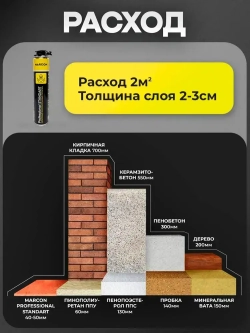 Напыляемый полиуретановый утеплитель MARCON Professional STANDART 12 штук 24 м2