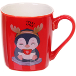 Кружка керамическая 210мл «Пингвинята», красная