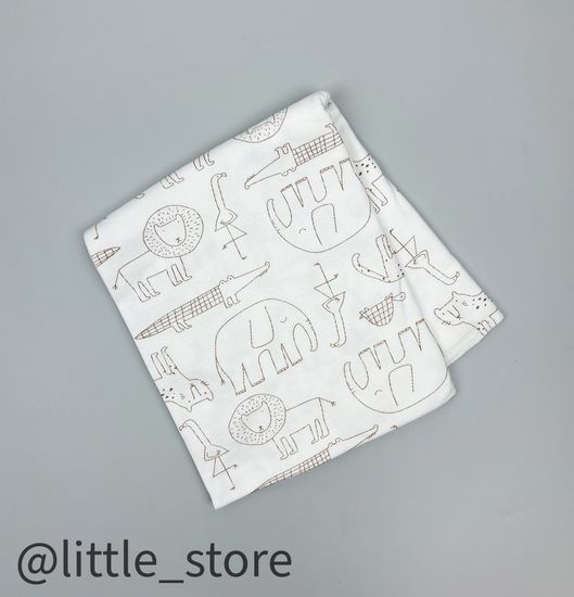 Пеленка хлопковая "Я родился" звери на сахаре