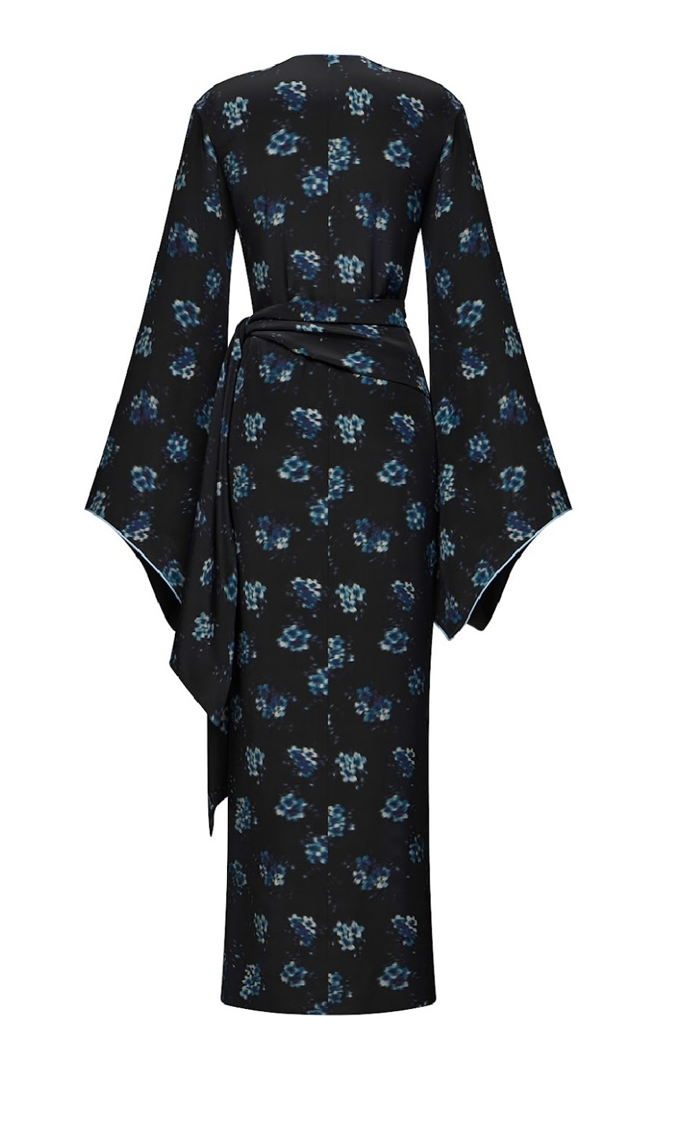 Pola maxi, платье макси из черного крепдешина со средним цветочным принтом