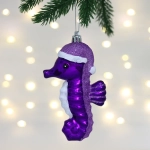 Елочная игрушка «Морской конек» 8*4*14 см, Фиолетовый