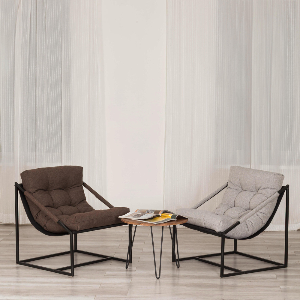 Кресло Charli / Чарли без подлокотника рогожка, серо-бежевый, 3M 16/2, 70х70х84 см