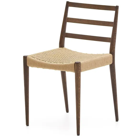 Analy Стул из массива дуба с отделкой орех и сиденьем из 100% веревки