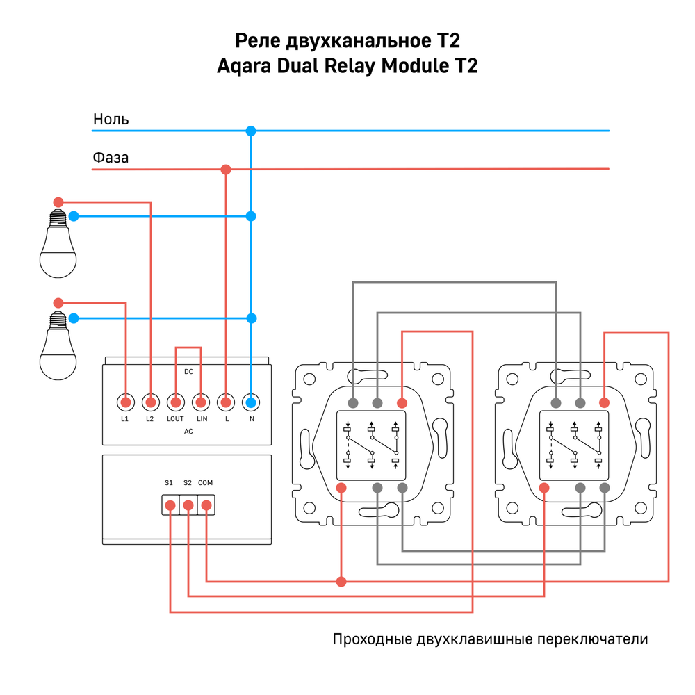 Реле двухканальное T2 AQARA, модель DCM-K01