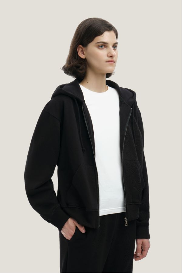 Худи на молнии Оверсайз черный - фото 5