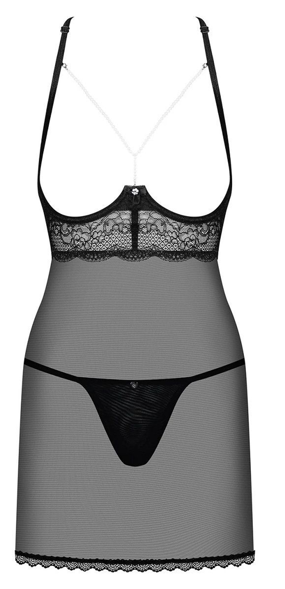 Обольстительная сорочка Pearlove с открытым лифом (Размер: S-M) (Цвет: черный)