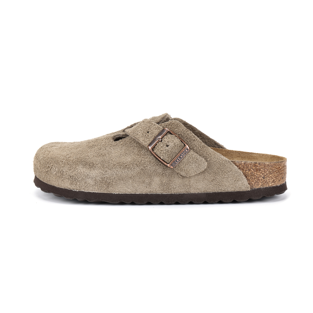 Boston Birkenstock Soft Footbed Suede "Taupe"