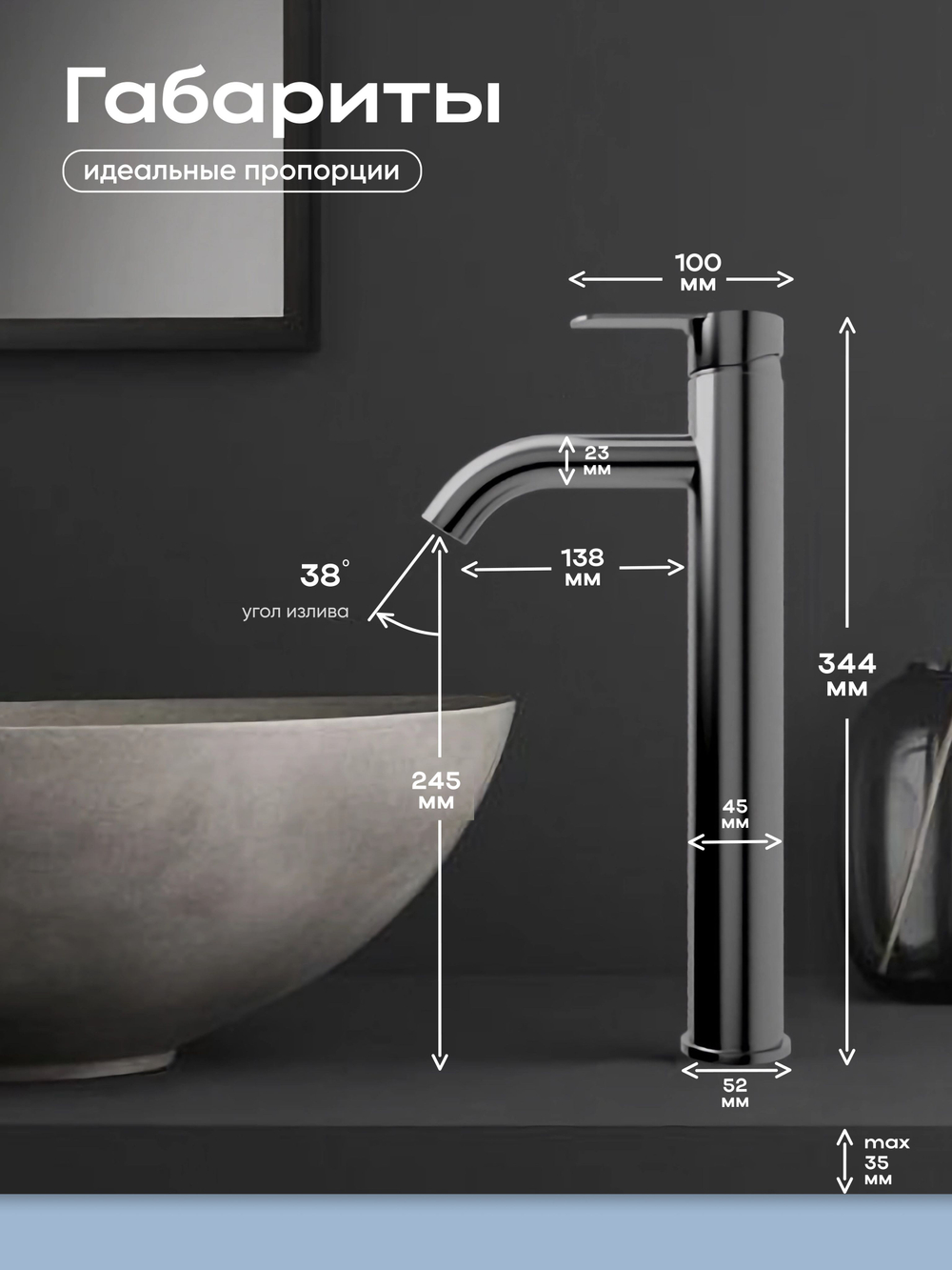 Смеситель для раковины CULTO FERRO BLACK черный