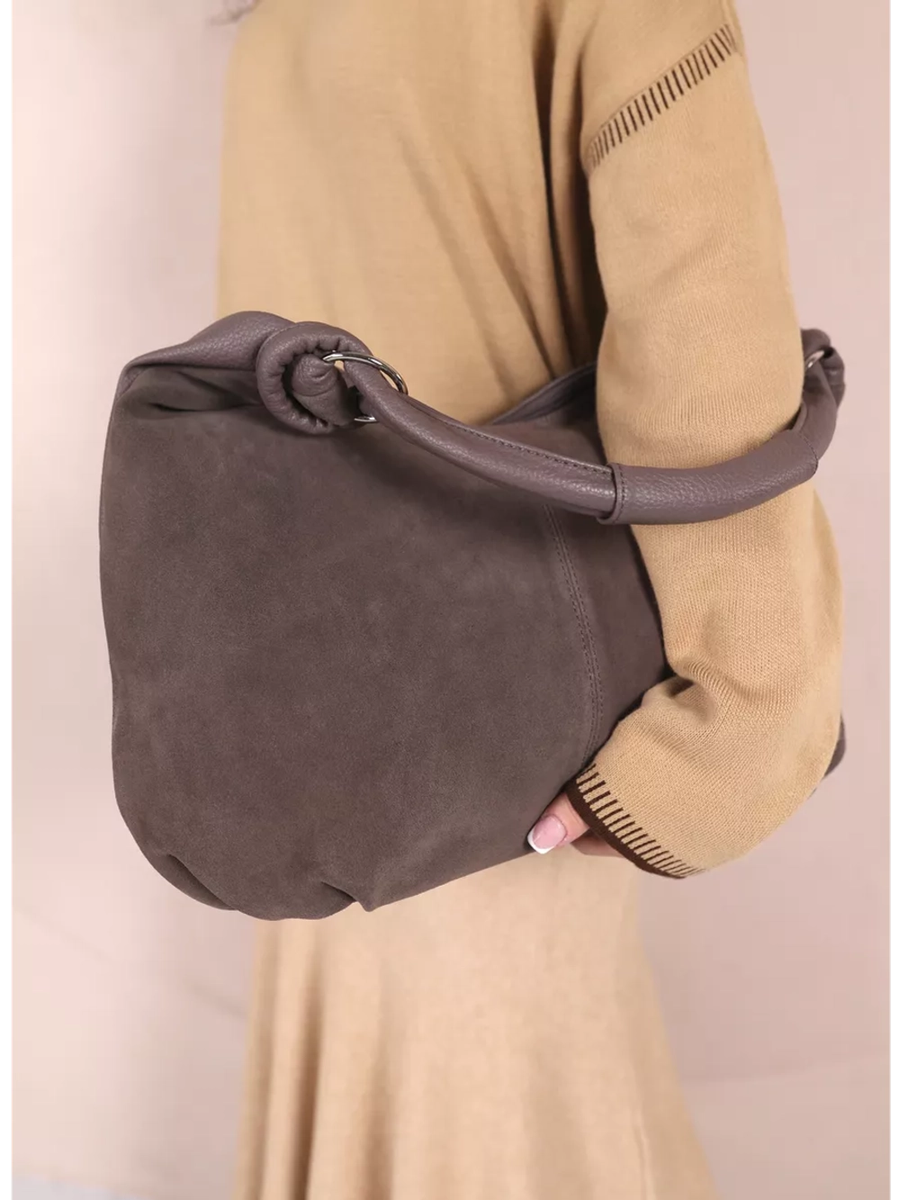 сумка большая через плечо шоппер натуральная замша