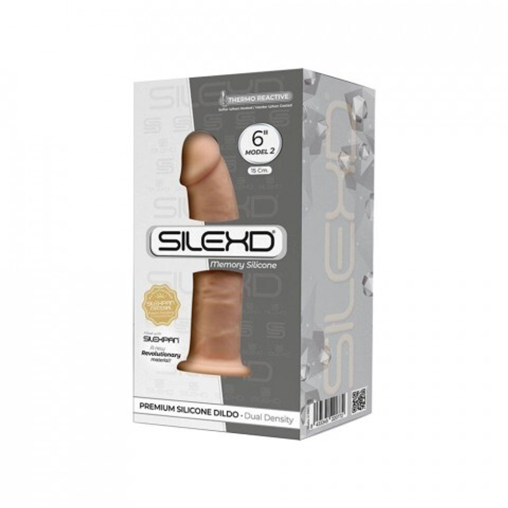 Реалистичный фаллоимитатор SilexD Model 2 (15,4×3,5 см) с двойной плотностью светло-бежевый