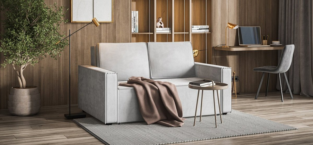 Диван Норд двухместный Велюр Монолит сталь