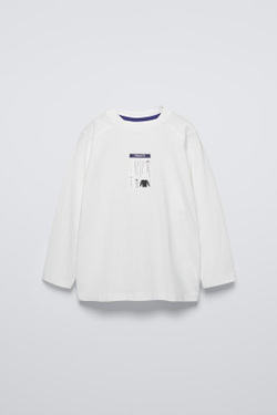 ZARA СПОРТИВНАЯ ФУТБОЛКА С НАШИВКОЙ, БЕЛЫЙ