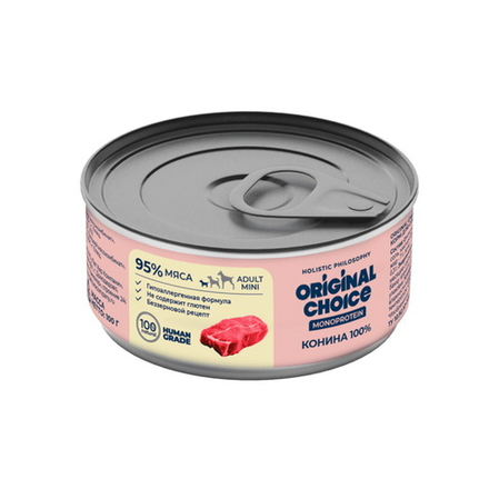 Консервы ORIGINAL CHOICE MONOPROTEIN ADULT MINI для собак мелких пород конина 100 г