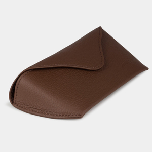 Футляр кожаный для очков Soleil Easy коричневого цвета