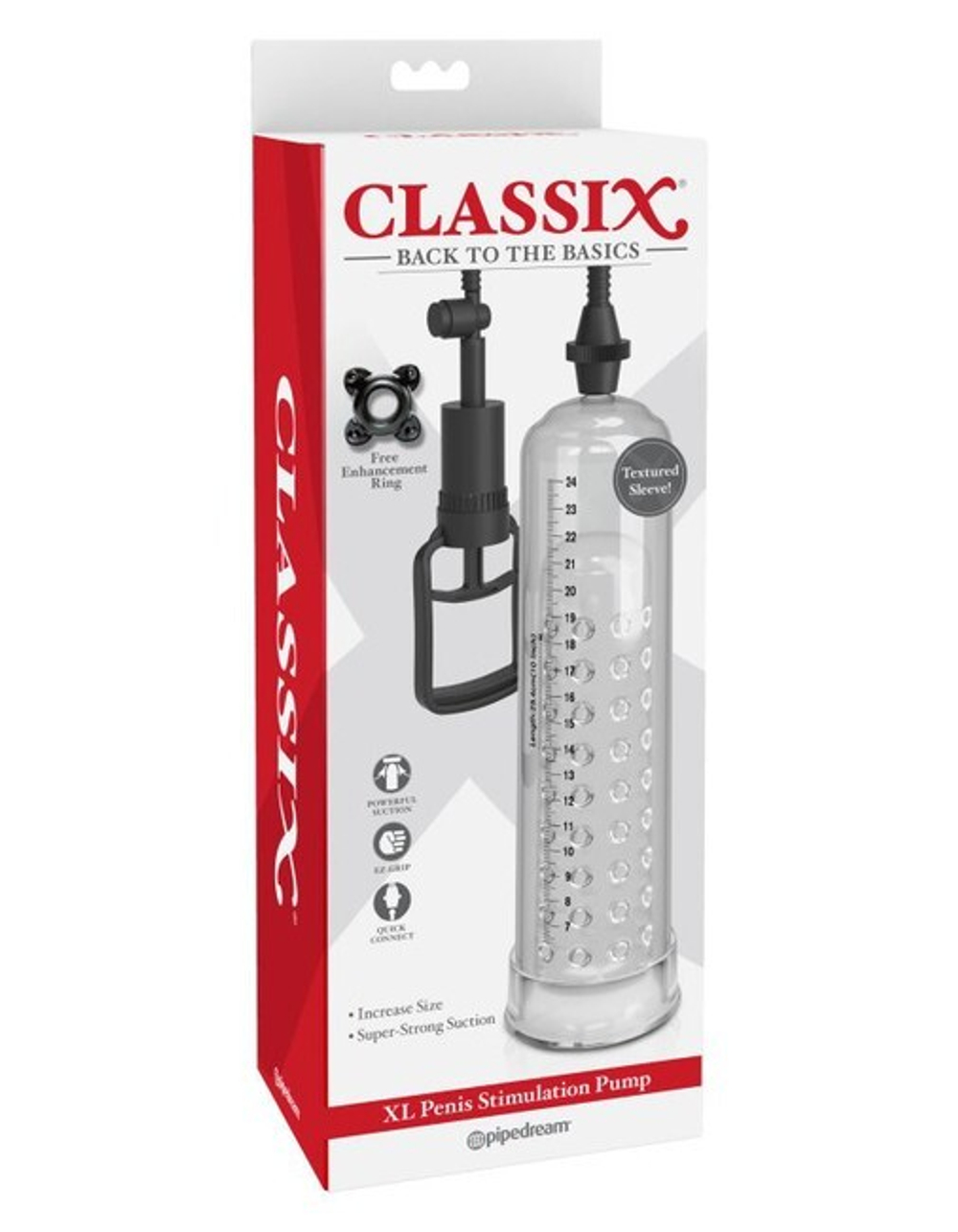 Вакуумная стимулирующая мужская помпа размер XL Classix XL Penis Stimulation Pump (Цвет: прозрачный с черным)