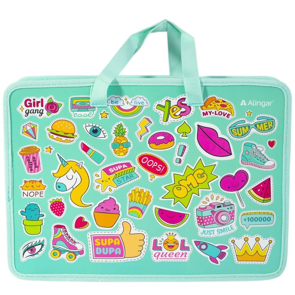 Папка с ручками 1 отделение, А4 245х340х70, Alingar, пластик, ручки тесьма, дизайн с двух сторон, молния вокруг, "Style"