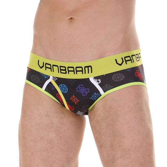 Трусы мужские брифы черные с принтом Van Baam VB45170