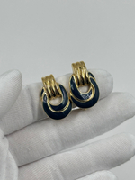 Клипсы с тёмно-синей эмалью Trifari