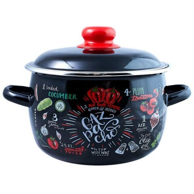 Кастрюля сталь, эмал, 3 л, с крыш, крышка сталь, Appetite, Gazpacho, 1RC181M, индукц