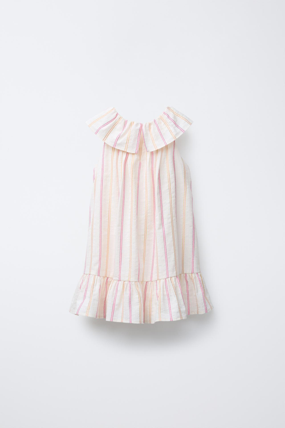 ZARA ПЛАТЬЕ В ПОЛОСКУ С БЛЕСКОМ, ЭКРЮ