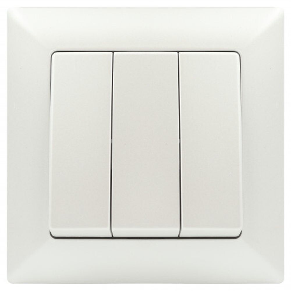 Выключатель Intro Solo 4-106-06 трехклавишный 10А-250В, IP20, СУ, перламутр