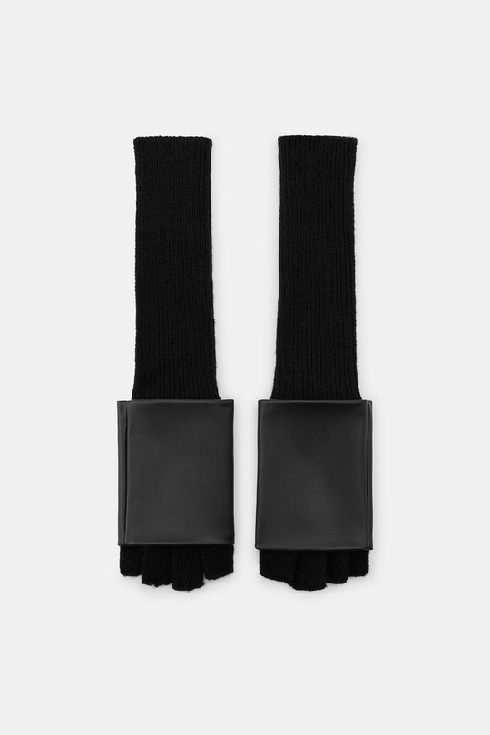 ZARA КОМБИНИРОВАННЫЕ МИТЕНКИ ИЗ ИСКУССТВЕННОЙ КОЖИ, ЧЕРНЫЙ