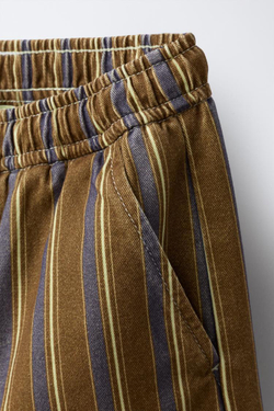 ZARA БРЮКИ В ПОЛОСКУ, ТЕМНО-КОРИЧНЕВЫЙ