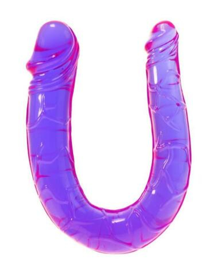 Фиолетовый U-образный фаллоимитатор Mini Double Dong - 30 см.