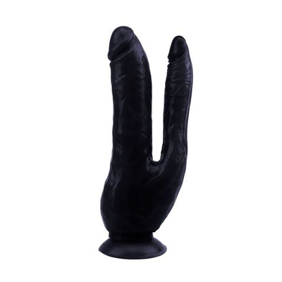 Черный анально-вагинальный фаллоимитатор Dark Magic Dual Penis - 19,5 см. (Цвет: черный)