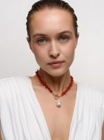 Колье Carmine Coral Pearl Gold