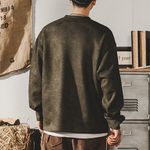 Американская мужская замшевый плотный лонгслив в стиле ретро с лаконичной надписью "BROOKLYN".