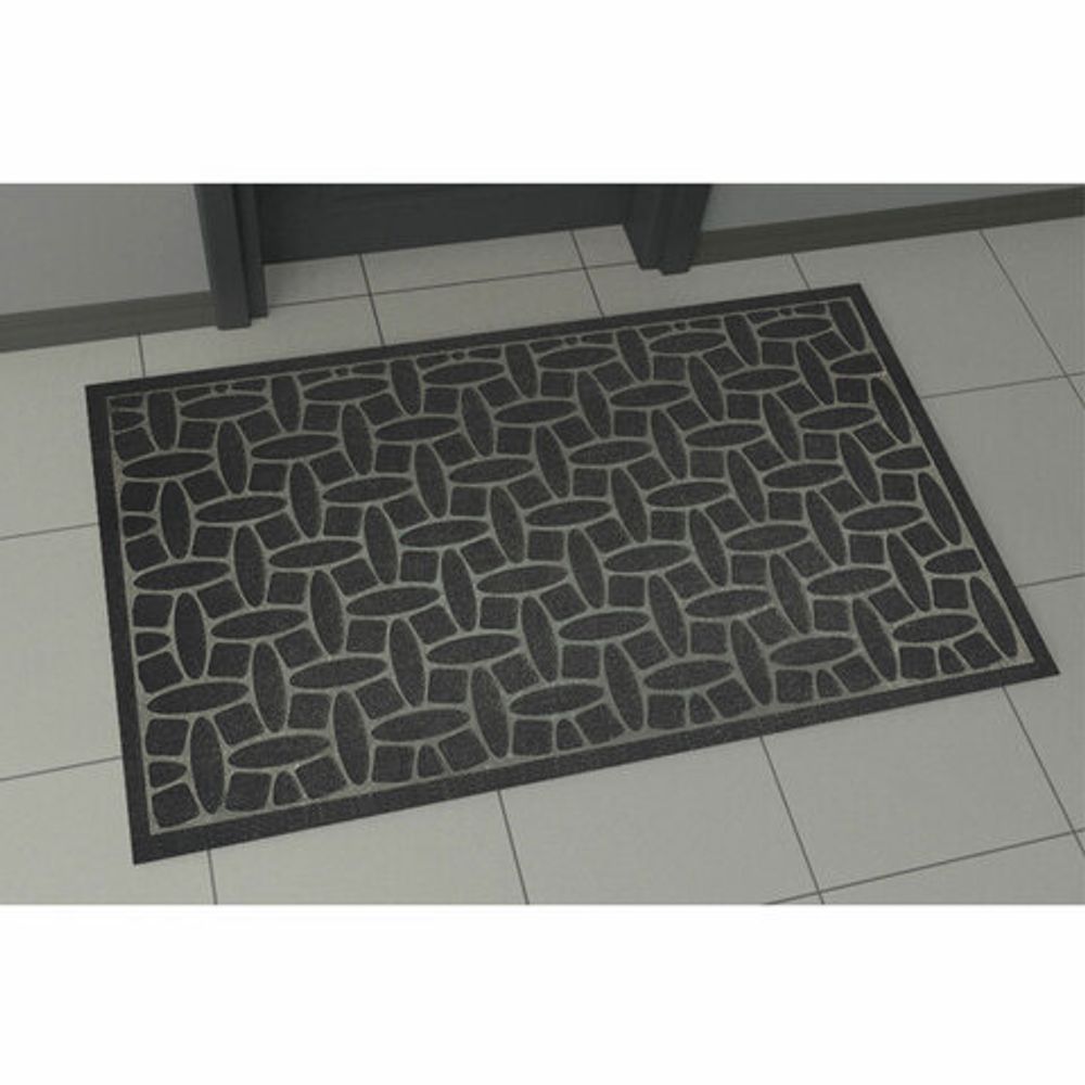 Коврик придверный 60х90 см, ЧЕРНЫЙ, грязезащитный, 430 г/м2, фактурный рисунок АЛМАЗ, ЛЮБАША, 701054
