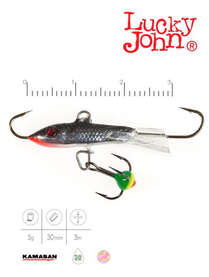 Балансир Lucky John CLASSIC 3 с тр. 30мм/13H блистер